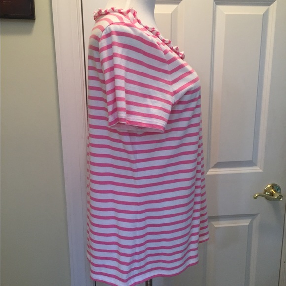 Talbots Pima cotton striped ruffle tee - Picture 3 of 6